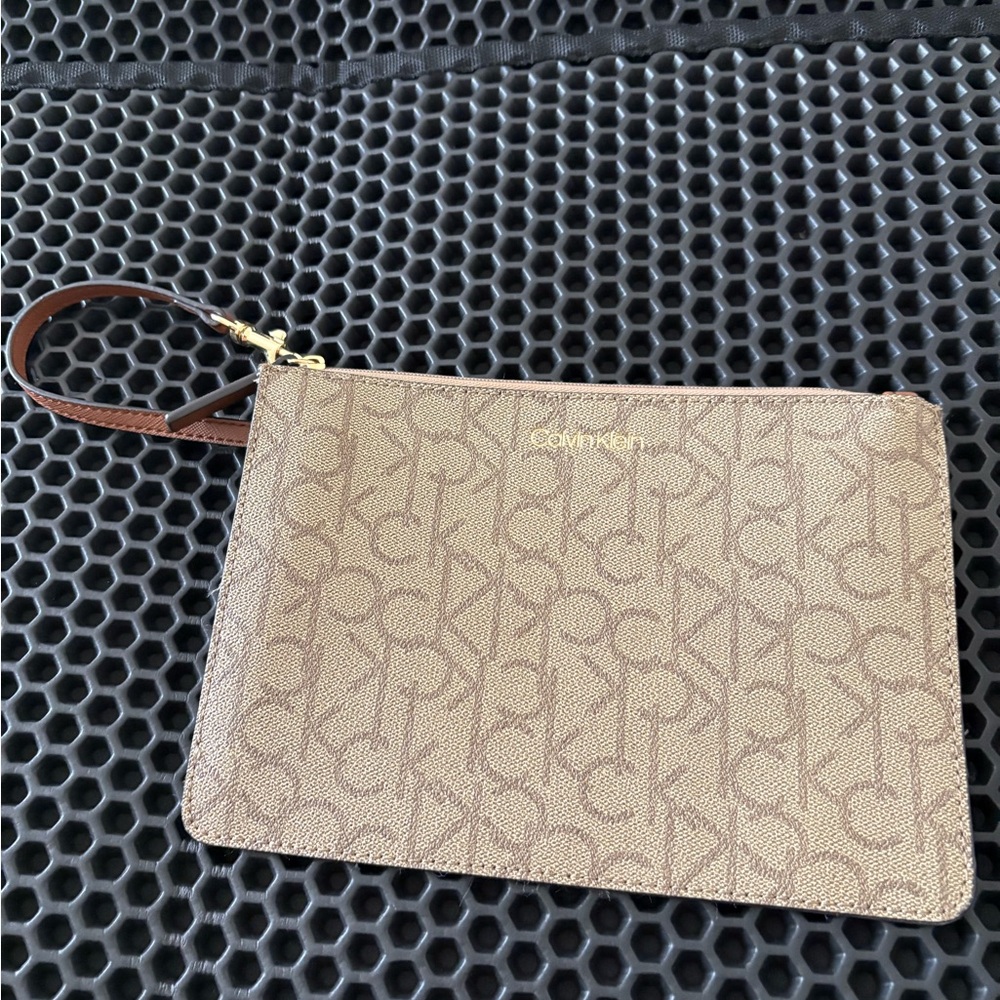 Calvin Klein Tan Monogram Pouch